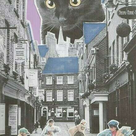 Collage artístico junto a tienda Pasquín 