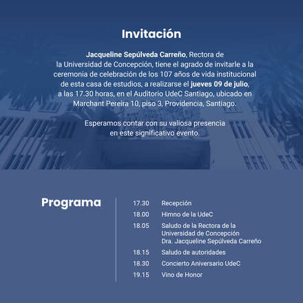 CEREMONIA Y CONCIERTO ANIVERSARIO 107 AÑOS UDEC