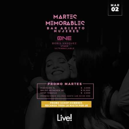 MARTES MEMORABLES 02 DE ABRIL // ONEGROUP //  DJ BORIS VASQUEZ