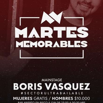 MARTES MEMORABLES 13-08 / TERRAZA ULTRABAILABLE / DJ BORIS VASQUEZ + FRIENDS / CODIGOS BAR ABIERTO ! 