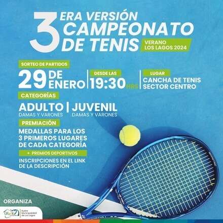 3ra Versión Campeonato de Tenis Verano Los Lagos 2024