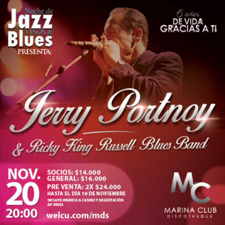 7° Noche de Jazz Vinos & Blues con JERRY PORTNOY & Ricky King Russell Blues BAND