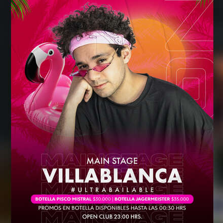 VIERNES 26/01 / CLUB ONE NIGHTLIFE / DOS PISTAS DE BAILE / MAIN STAGE DJ VILLABLANCA / AZOTEA ELECTRÓNICA NICOLÁS DE LA FUENTE / LISTA DCTO 