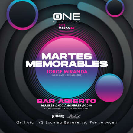 MARTES 14/03 / #MARTESMEMORABLES / PISTA ULTRABAILABLE / DJ JORGE MIRANDA / LISTA DCTO EMBAJADORES/ HOMBRES +22 / MUJERES + 20 