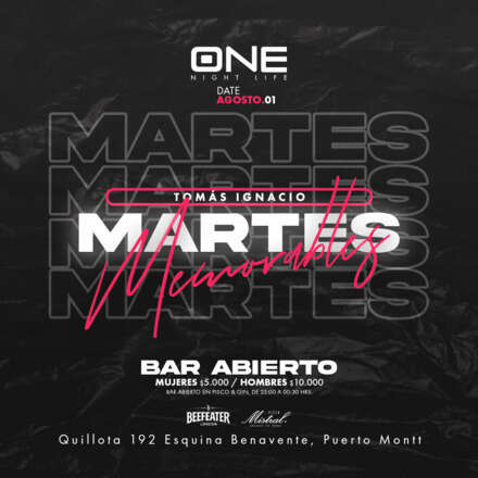 MARTES MEMORABLES / DJ TOMAS IGNACIO / LISTA DCTO EMBAJADORES / 