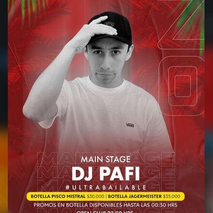 VIERNES 23/02 / CLUB ONE NIGHTLIFE / DOS PISTAS DE BAILE / MAIN STAGE DJ PAFI EXTENDED SET / AZOTEA ELECTRÓNICA SEBA ARRIAGADA / LISTA DCTO EMBAJADORES / HOMBRES + 23 / MUJERES + 21 