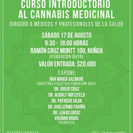 Curso Introductorio al Cannabis Medicinal para Médicos y Profesionales de la Salud, agosto