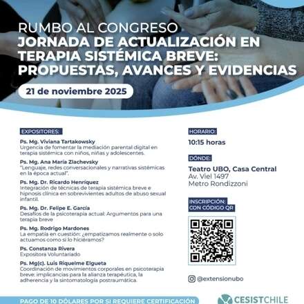 Rumbo al Congreso:Jornada de Actualización en Terapia Sistémica Breve: Propuestas, Avances y Evidencias