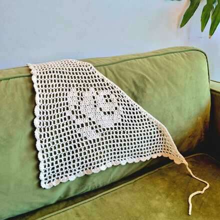 Bandana a crochet junto a @javi.hook en Mercado Román 