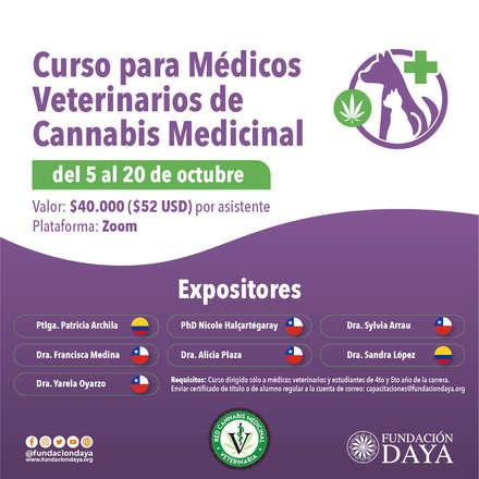 Curso para Médicos Veterinarios de Cannabis Medicinal octubre 2020