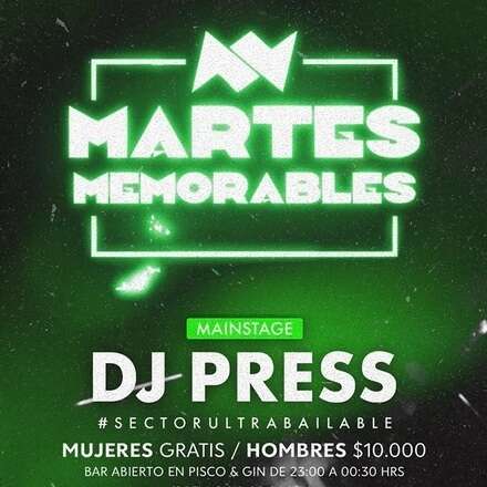 MARTES MEMORABLES - CLUB ONE / 12-11 / ULTRABAILABLE / DJ PRESS + FRIENDS / ACCESO BAR ABIERTO / MUJERES Y HOMBRES + 19 | 