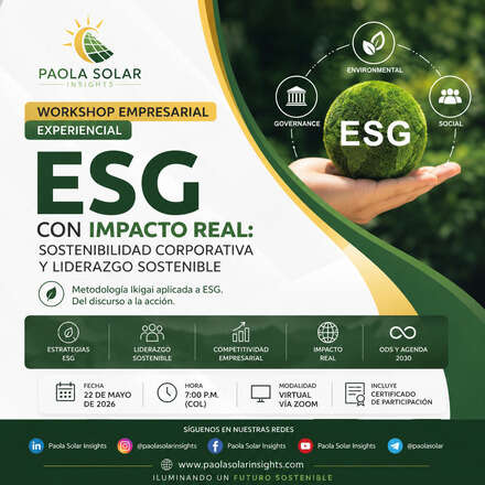 Acceso al Workshop Empresarial Experiencial sobre ESG, sostenibilidad corporativa y liderazgo sostenible.